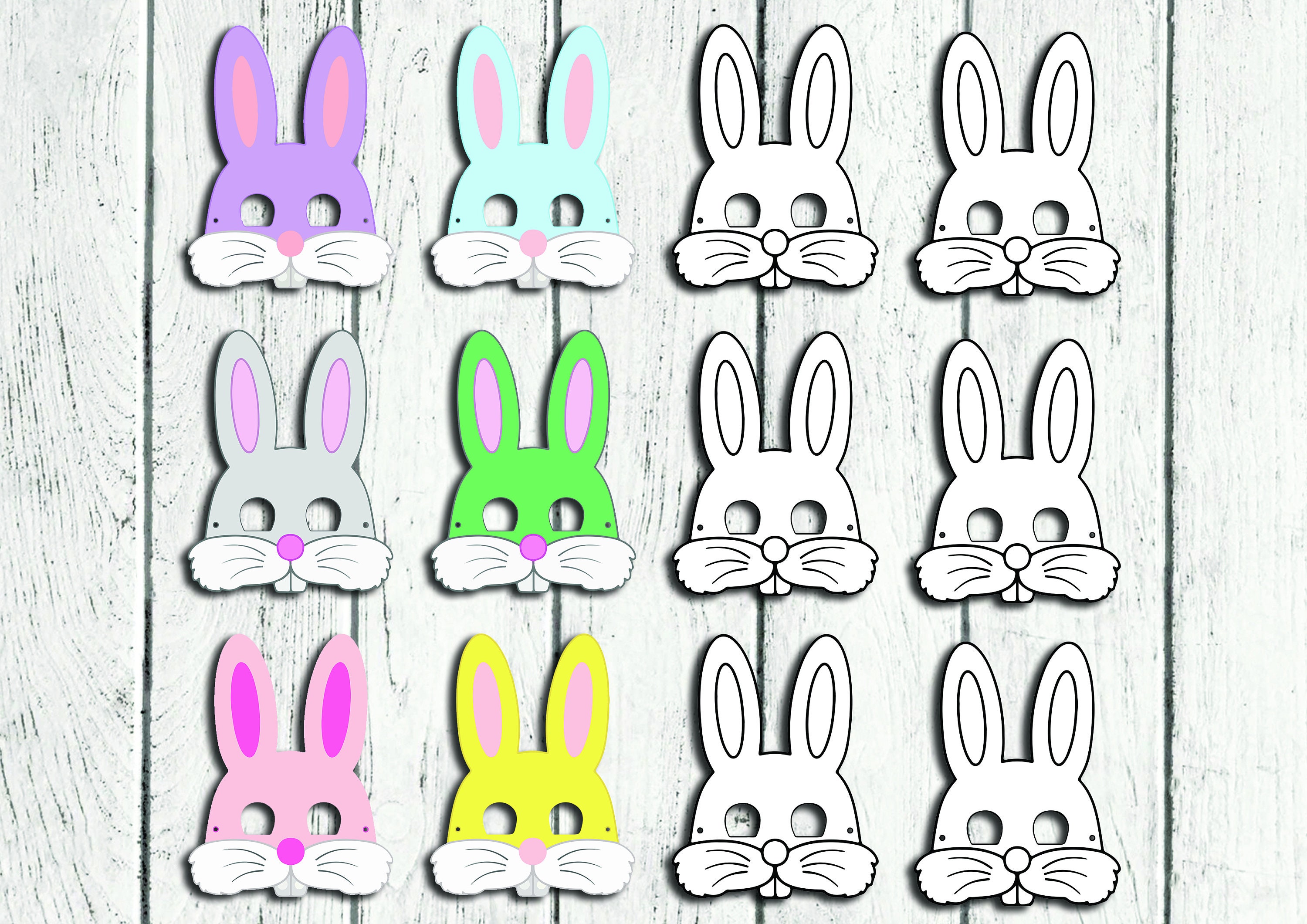 Maschere di conigli, bunny printables, rabbit easter party