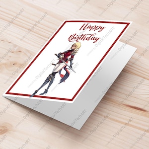 Biglietto Auguri Compleanno Solo Leveling Stampabile - Cha Hae-In - PDF Digitale A5 Pieghevole | Happy Birthday Cha HaeIn - 차해인
