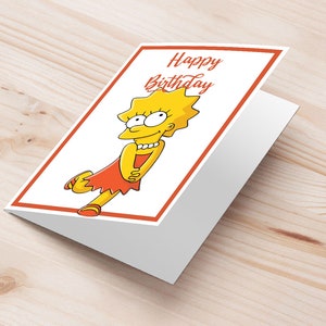 Lisa simpson birthday greeting card | simpson printable greeting card invitation | simpson bday gift idea