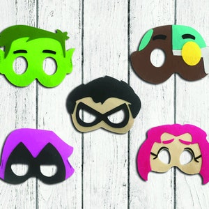 Masks from Teen Titans Go! teen titans go printable mask, teen titans go masks for party, costume, cosplay, kids, carnival mask, birthday