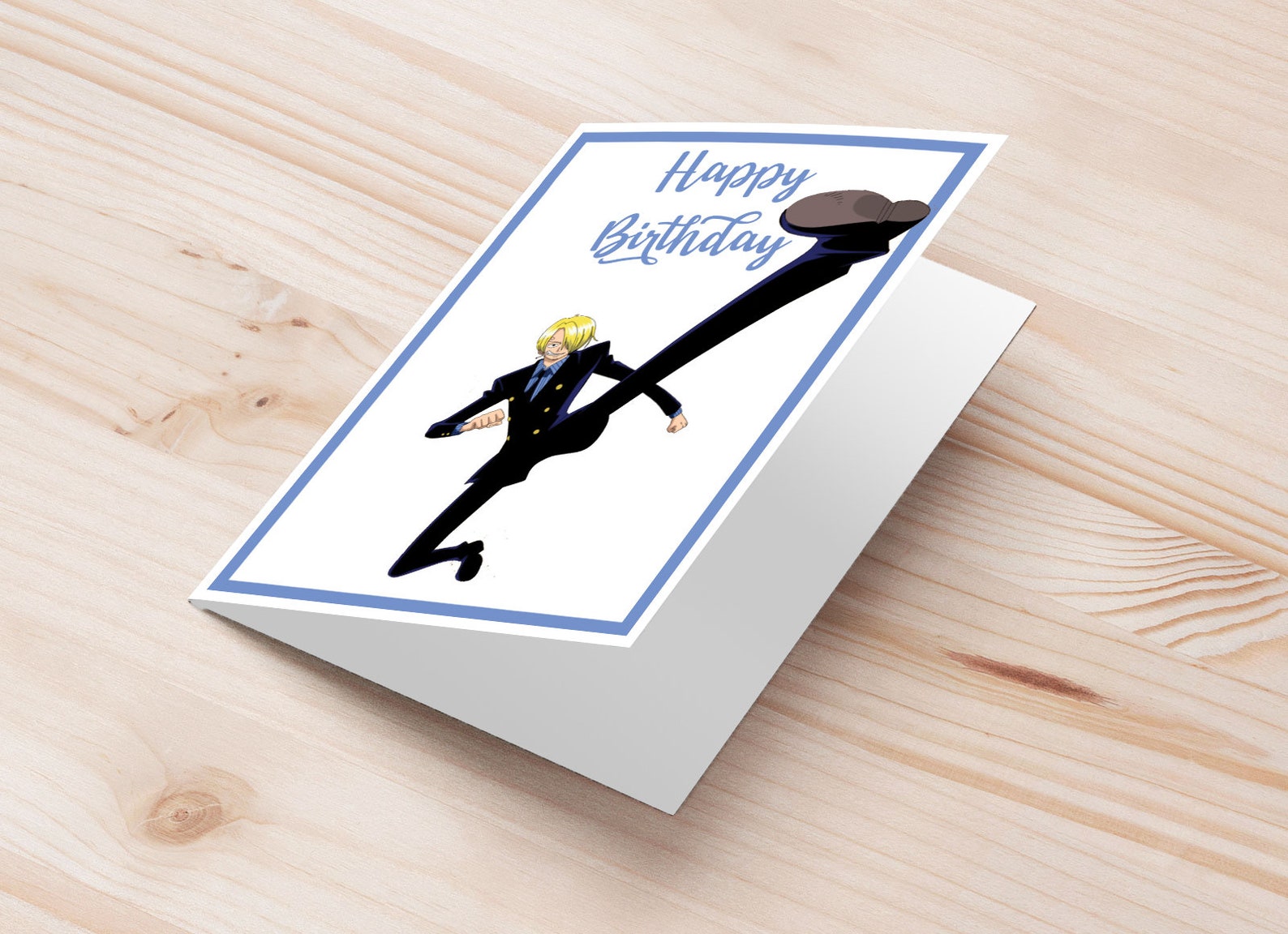 One Piece Sanji Birthday Greeting Card Sanji Printable Bday Etsy