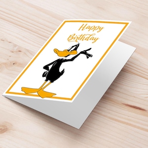 Daffy Duck Happy Birthday Greeting Card - Download PDF A5 Folding, Looney Tunes Birthday