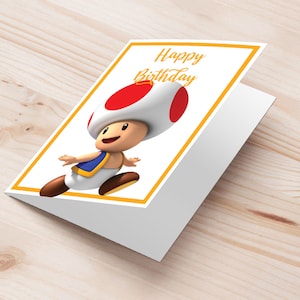 Toad Super Mario Birthday greeting card | Toad super mario printable bday greeting card | super mario gift idea