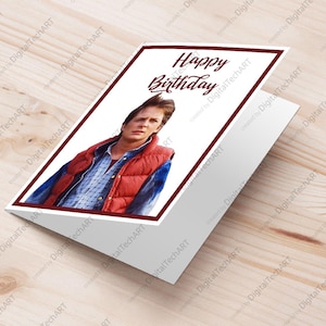 マーティ・マクフライの誕生日グリーティングカード |バック・トゥ・ザ・フューチャー | PDF A5 印刷可能 |デロリアン ドック・ブラウン |オタクギフト