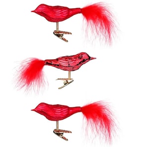 Christbaumschmuck Vögel auf Clip 8cm Glas 3er Set