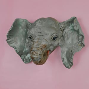 Baby Elephant Head Wall Sculpture | Safari Nursery Decor | Animal Wall Art | Jungle Home Accent | Animal Lover Gift | African Wildlife