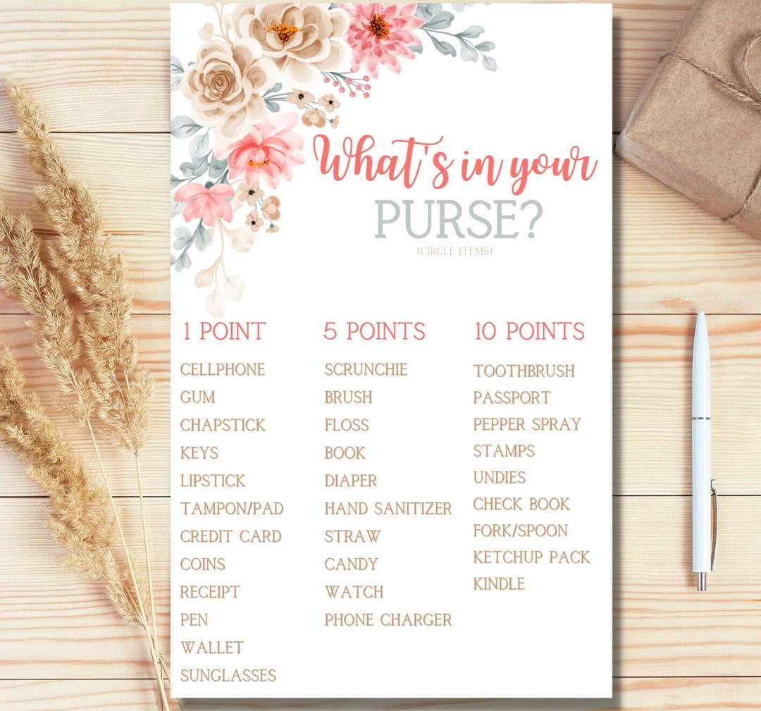 Printable Baby Shower Game Baby Shower Game Digital Purse Game Digital ...