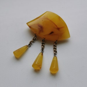 1960s Vintage Brooch, Baltic Amber Imitation Brooch, Soviet Vintage Brooch for Women