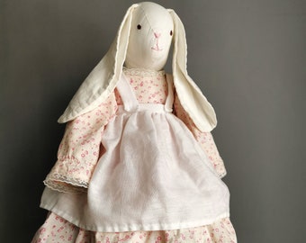 Dazzling Easter Bunny Doll, Handmade Vintage Cotton Doll 48 cm