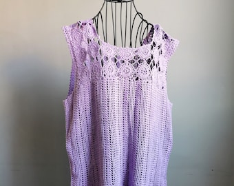 Crochet Summer Top, Vintage Handmade, Size EU44-46