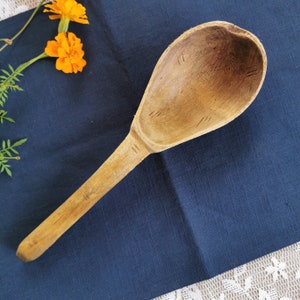 1930&#39;s Antique Wooden Spoon, Primitive Rustic Ladle