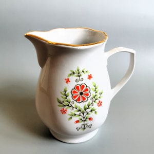 Porcelain Milk Jug, Vintage Latvian Porcelain Pitcher from 1970s USSR, Rustic Vase