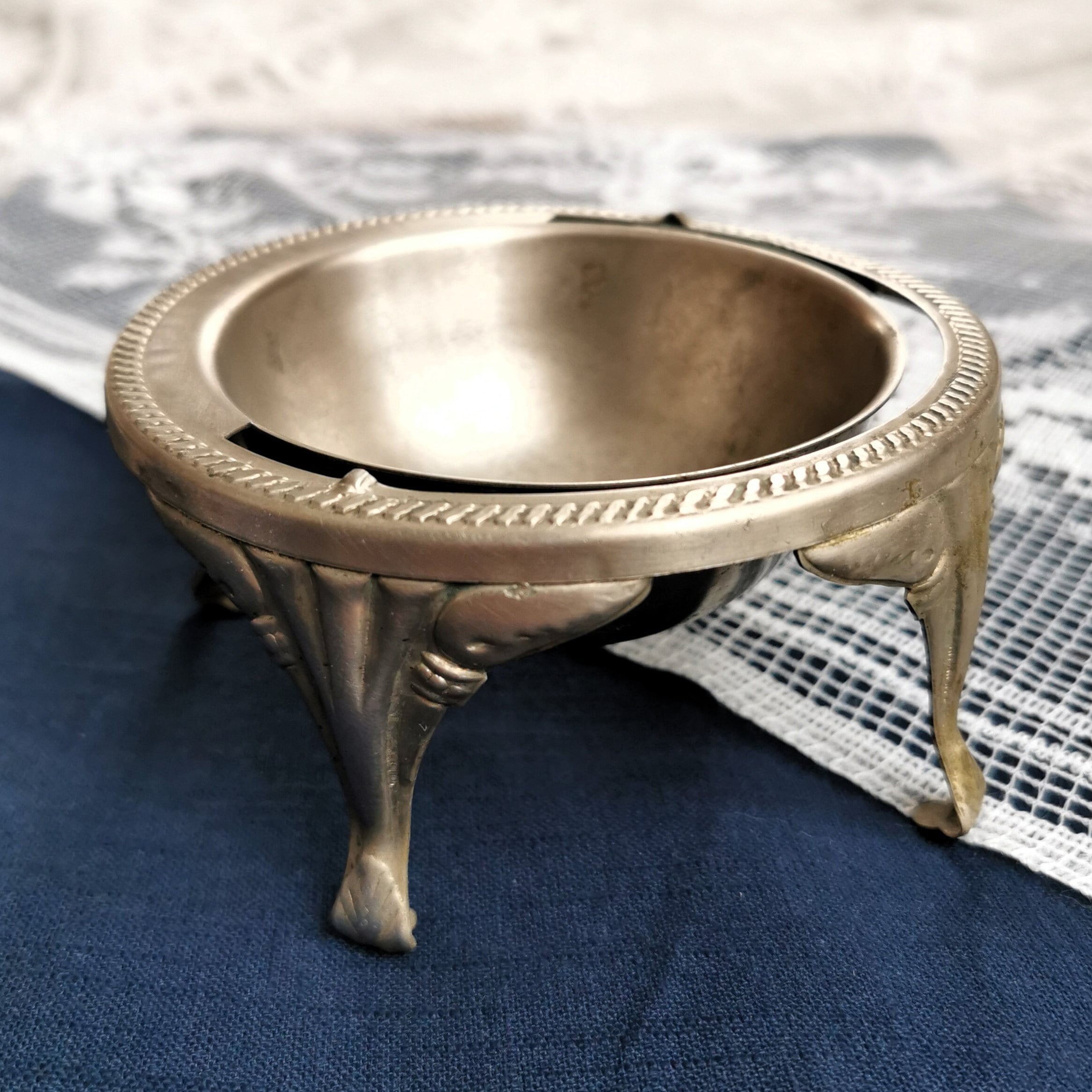 Vintage ashtray　瑪瑙 German Silver Ashtray, 1960s Vintage Melhior Ashtray With Defect