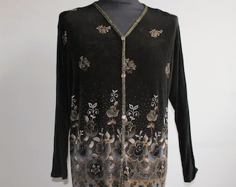 Black Top Long Sleevles, Vintage Clothing Size L, EU40-42