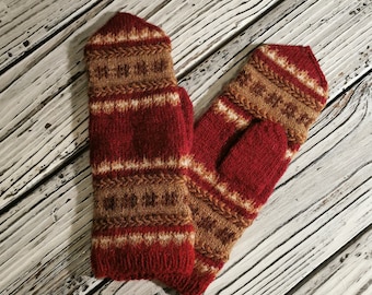 Gestrickte Handschuhe aus Wolle für Frauen / Handgemacht / Halten Ihre Hände warm