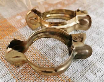 5 x Curtain Holders with Clips, Old Metal Holder-Ring, 1960s Vintage Farmhouse Decor