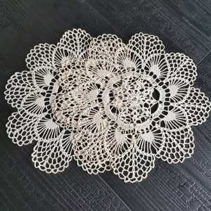 6 x Crochet Napkins, Original Lace Doily 1950s Home Accents