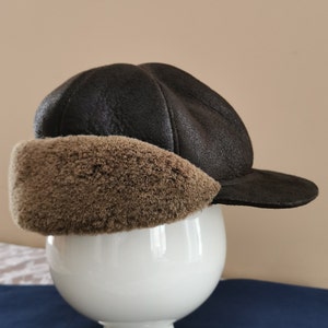 Natural Sheep Fur Hat, Soviet Men's Winter Hat, Vintage handmade 1980's
