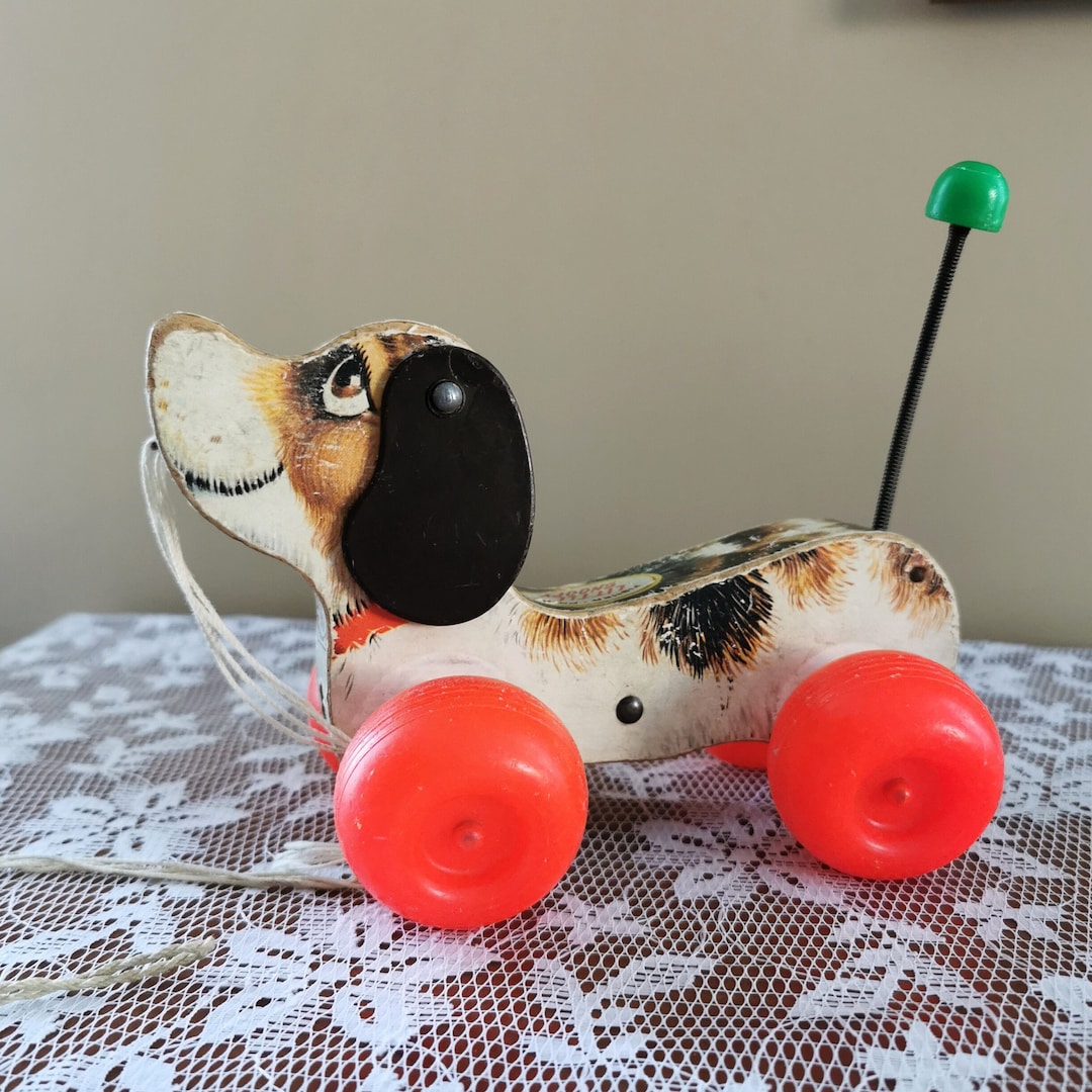 Chien En Bois Little Snoopy Fisher-Price - Jouet Vintage Années 60-70, Occasion