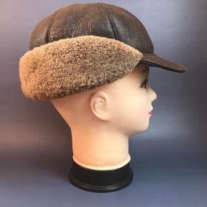 Natural Sheep Fur Hat, Soviet Men's Winter Hat, Vintage handmade 1980's