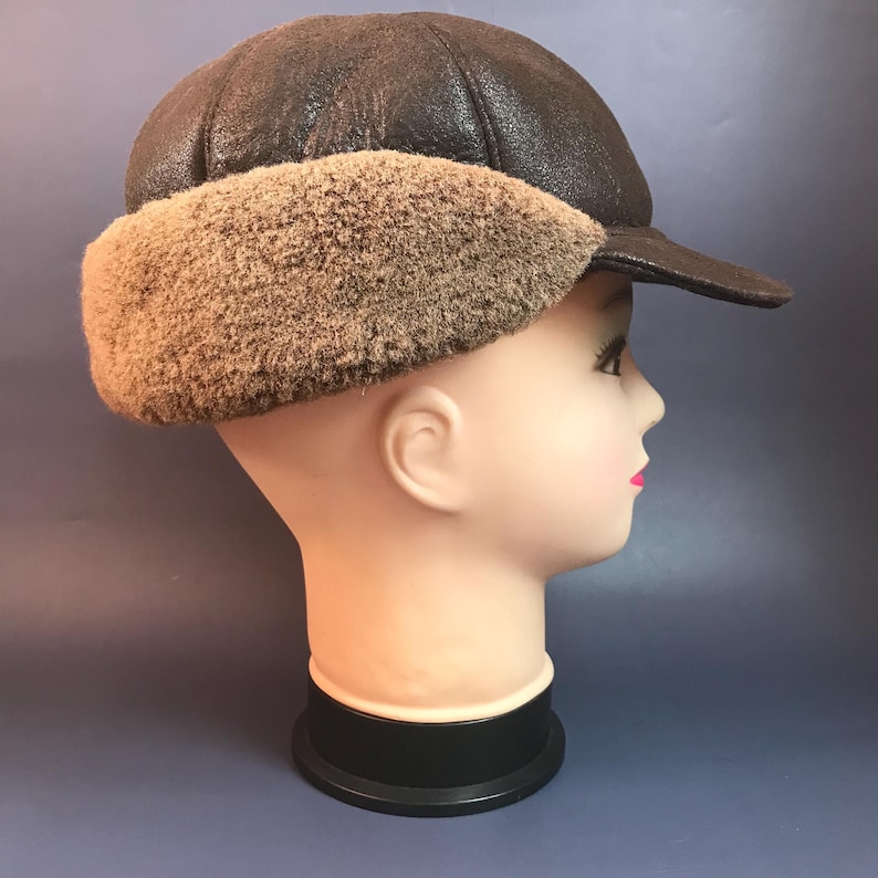 Natural Sheep Fur Hat, Soviet Men's Winter Hat, Vintage handmade 1980's