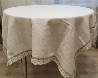 Linen Table Cloth 55"x43", Charming Retro