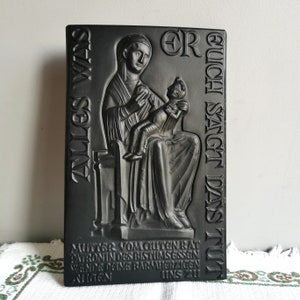 Icon Mother Mary with Infant Jesus, Religious Wall Plaque, First Communion gift, Easter Gift, Vintage Icon