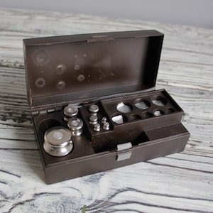 Pharmacy Scales Weights, Vintage Apothecary Set 1989 from USSR, Old Set Jewelry Weights, Pawnshop Weights