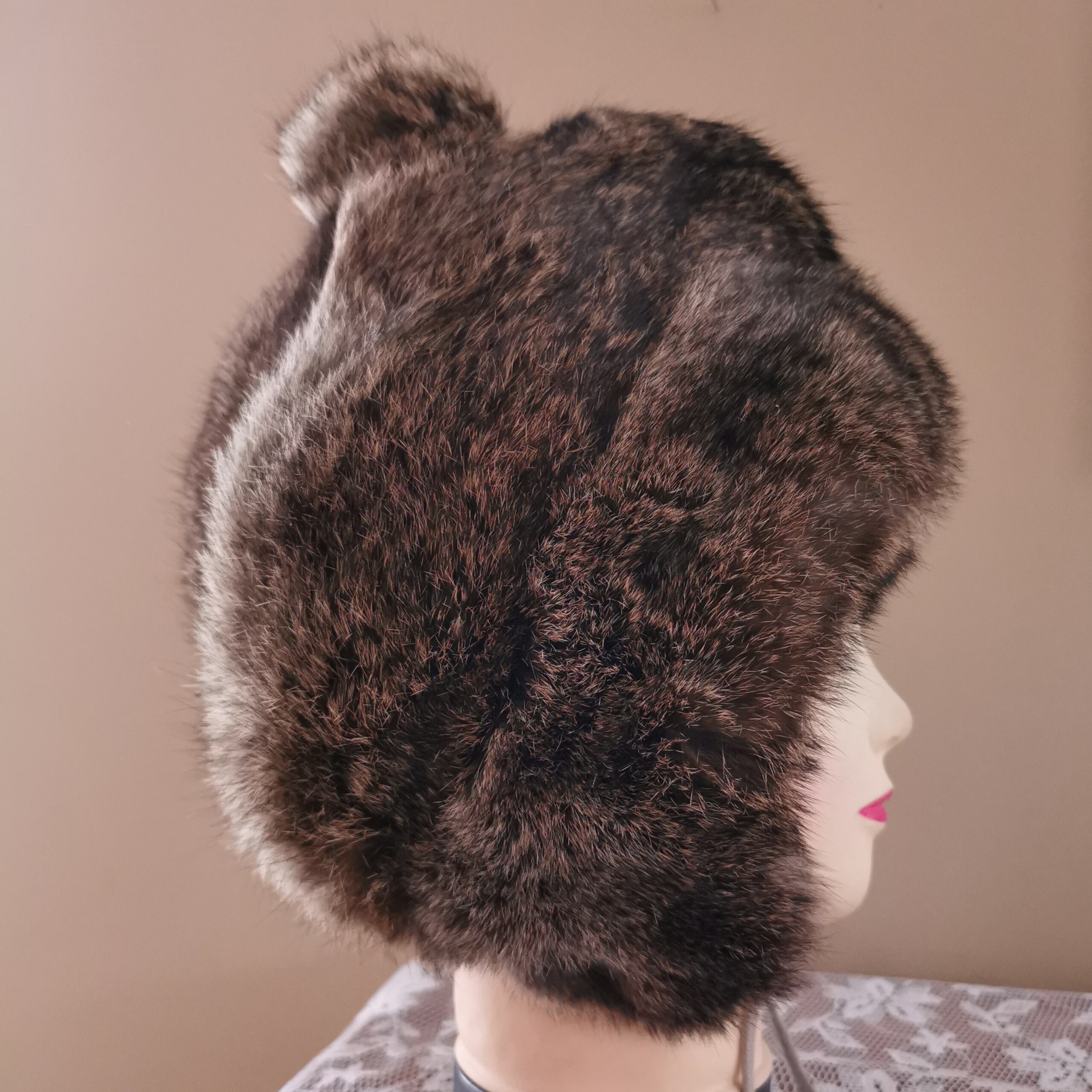 Rabbit Fur Hat, Soviet Vintage Warm Winter Hat From USSR 