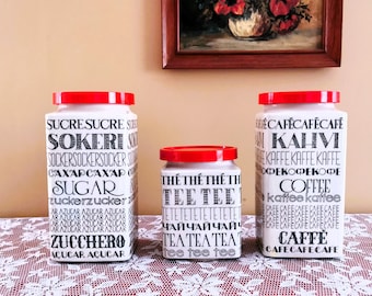 Arabia of Finland SUGAR, TEA, COFFEE Canister - Esteri Tomula Design - Mid Century Scandinavian Kitchen Storage Container