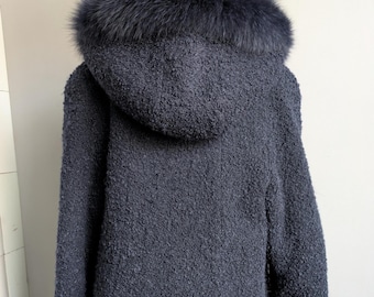 Vintage Hooded Coat Size EU 40, Warm Winter Coat