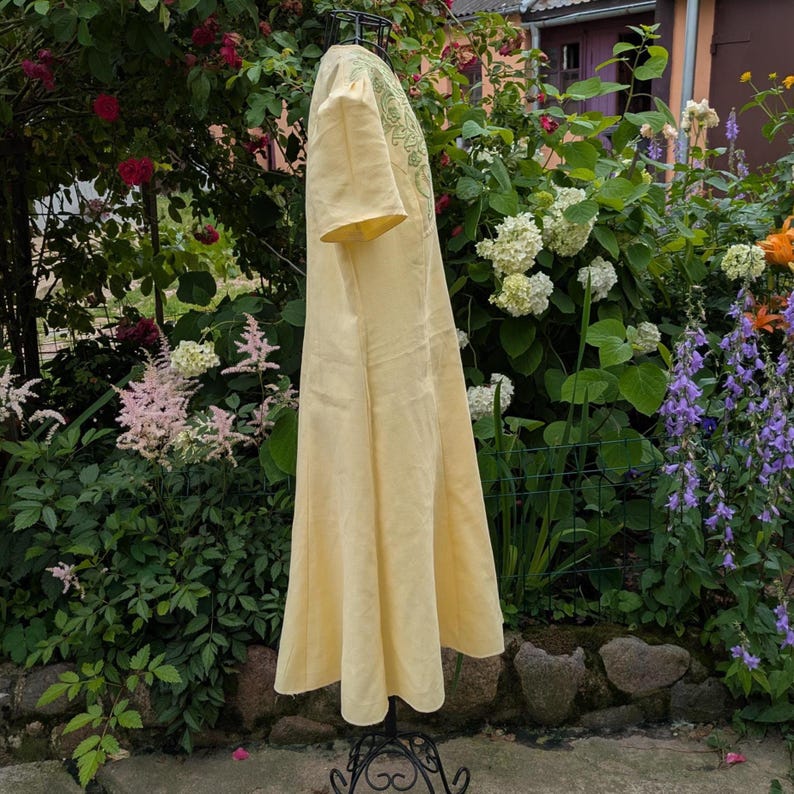 Linen Yellow Austrian Dress - SMALL