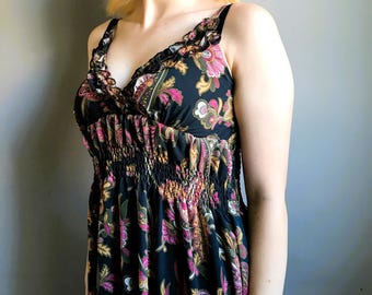 Boho Chic Dress Size S, EU38, Summer Sleeveless Long Dress, Vintage Festival Clothing