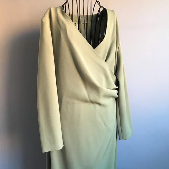 green shoulder pad dress Green Mesh Padded Off Shoulder Ruched Dress Small main image 0