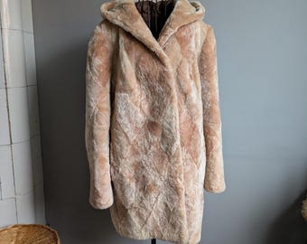 Natürlicher Schaffell Mantel, Vintage Pelz Mantel, Winter Frauen Jacke Größe L, 40