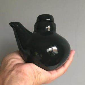 Rare Ceramic Teapot, Vintage Clay Dark Green Teapot