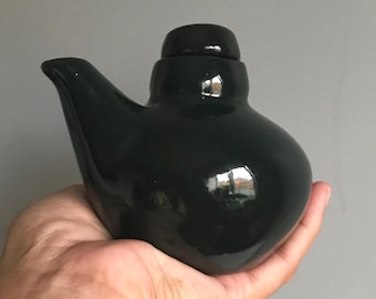 Keramik Teekanne, Vintage Clay Dunkelgrüne Teekanne