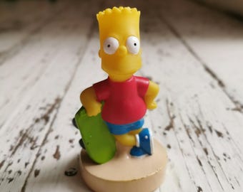 SIMPSONS Bart Skateboarding, Vintage Rubber Toy 1998