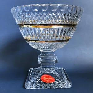 Crystal Pedestal Bowl for Candy and Fruit,  Anna Hutte Bleikristall Vase