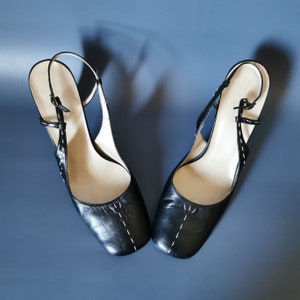 Vintage Black High Heels Pumps 9 cm, Women's Shoes Size 38.5 EU, UK 6