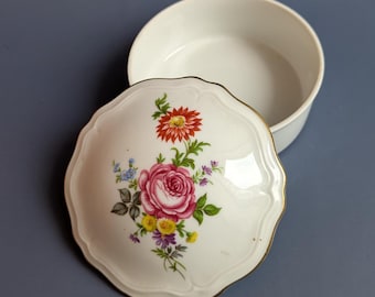 Hand-Painted Floral Jewelry Box, Schirnding Bavaria