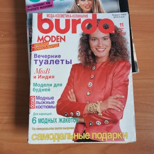 Fashion magazine BURDA Moden with sewing patterns, Marth 1988, May 1989, November 1989, February 1991, September 1991, Oktober 1991 November 1989