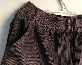 UNWORN Velvet Cotton Pants, Brown Corduroy Pants size EU42 CAN 16 UK 18, Vintage Clotning 80s 90s