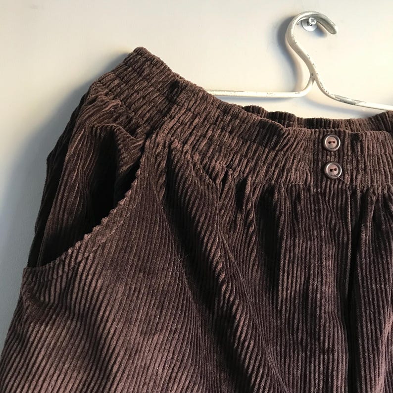 UNWORN Velvet Cotton Pants, Brown Corduroy Pants size EU42 CAN 16 UK 18, Vintage Clotning 80s 90s