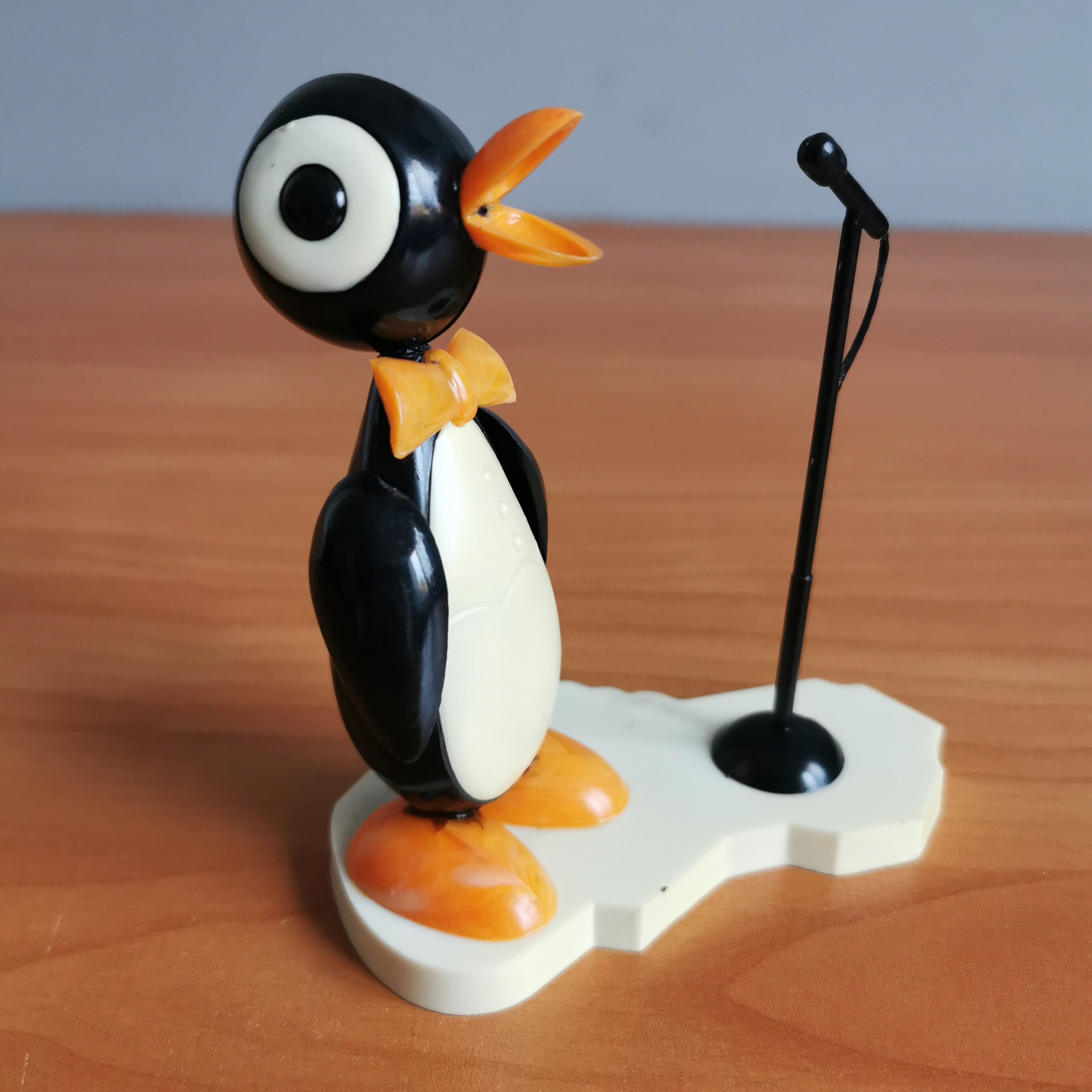 Penguin Toy Figurine at the Microphone, 1960s Soviet Nostalgic