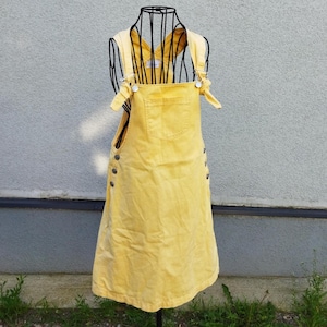 mustard yellow pinafore dress Yellow Pinafore Dress, Summer Style, Linen Apron Dress, Cottagecore Dress,  Overall Dress With Pocket, Linen Overall Dress,garden Party Dress