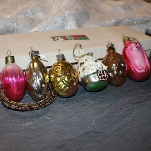 6 x Christmas Trees Glass Ornaments, Set of 6 pcs with small damage