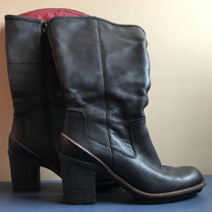 Genuine Leather Black Boots Size UK 6D US 8 EU 38,5 Vintage Shoes