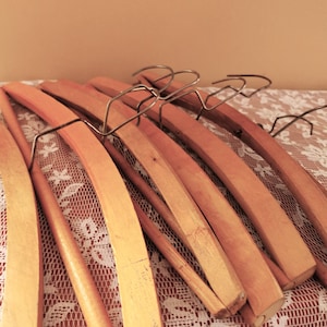 7 x Vintage Wooden Clothes Hangers, Primitive Hangers set of 7