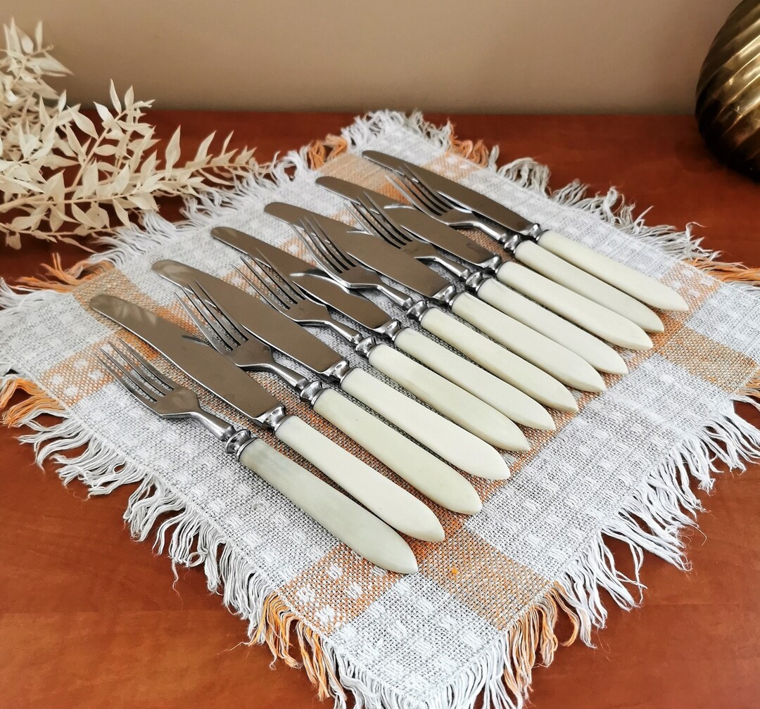 Bakelite Cutlery Set of 12 / 6 Knives and 6 Forks With Bakelite Handles
